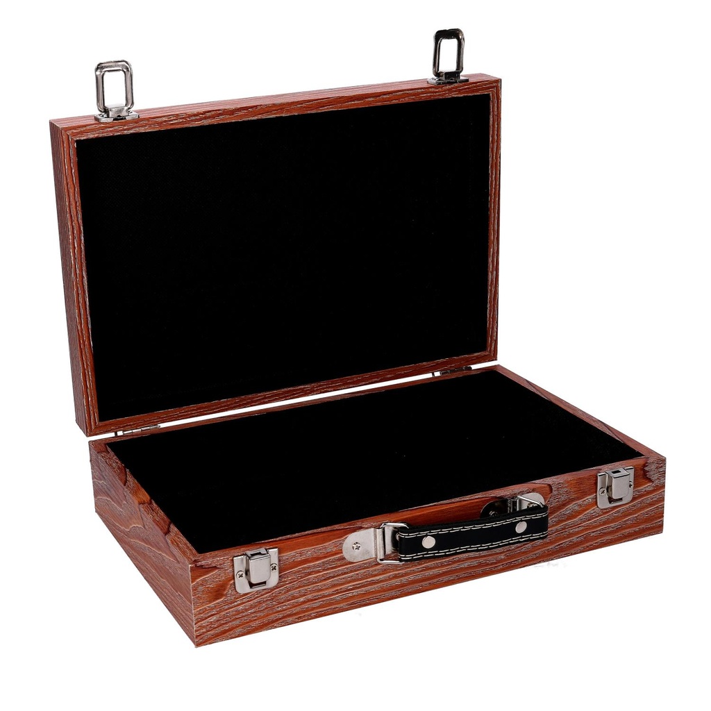 Wooden suitcase box 1-2 blue brown border cm34x9,3h24