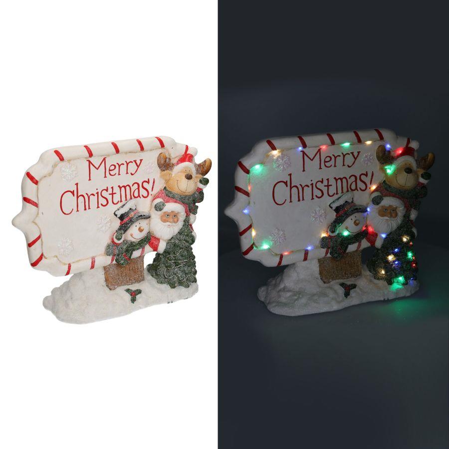 Scritta resina bianco rosso con led cm45x12h36