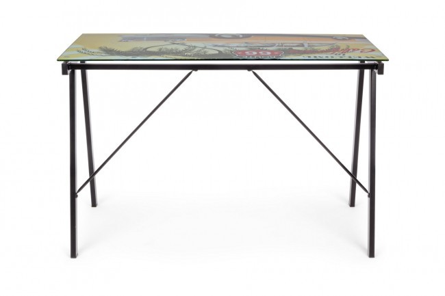 Scrivania Young California piano in vetro 113x58 cm