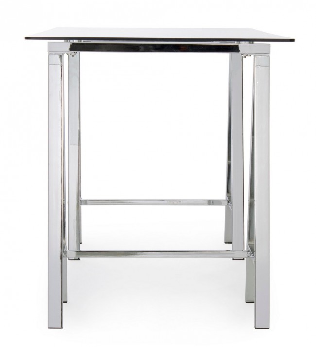 Scrivania moderna Alchimia Cromo con piano in vetro 140x70x76h cm