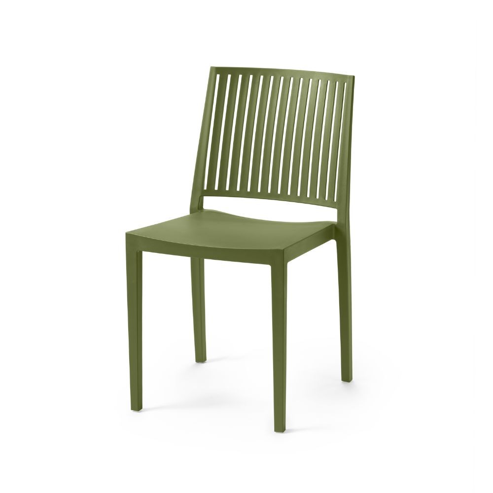 Sedia Bars in Polipropilene Verde Oliva Resistente ai Raggi UV e Umidità L46 x P56 x H82