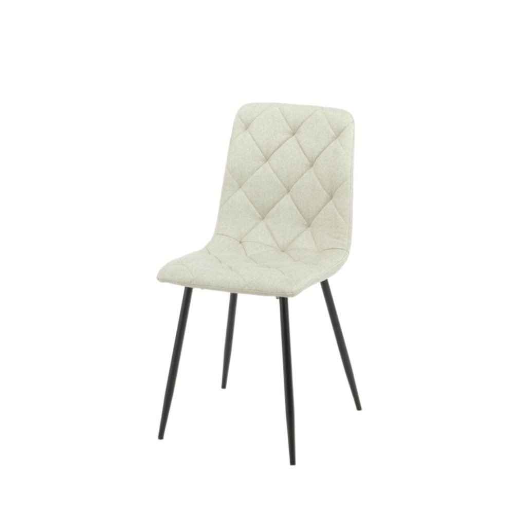 Sedia Imbottita Beige con Cuciture a Rombo  43x45x91 cm