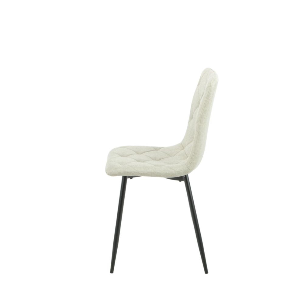 Sedia Imbottita Beige con Cuciture a Rombo  43x45x91 cm