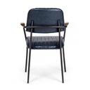 Sedia Nelly stile vintage in ecopelle con braccioli  blu 84 h cm