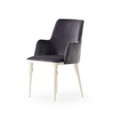 Sedia Zen vellutino grigio e gambe bianco