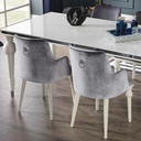 Sedia Zen vellutino grigio e gambe bianco