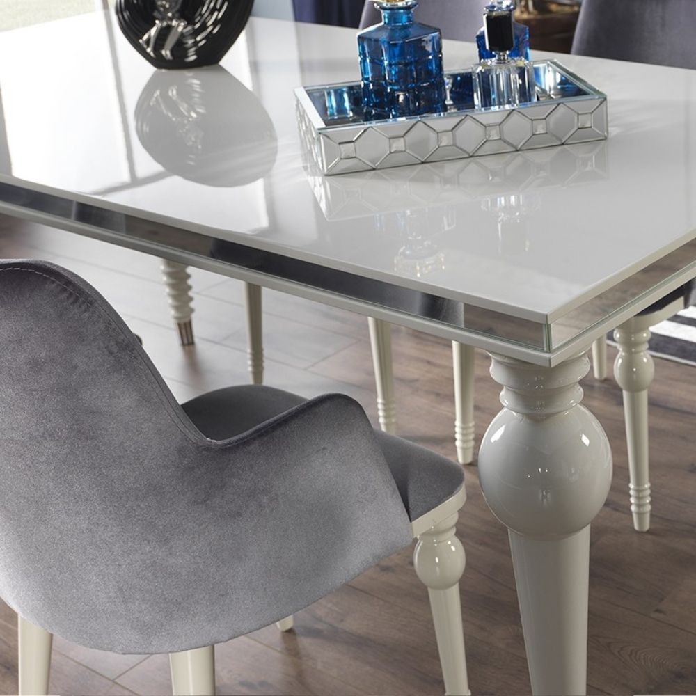 Sedia Zen vellutino grigio e gambe bianco