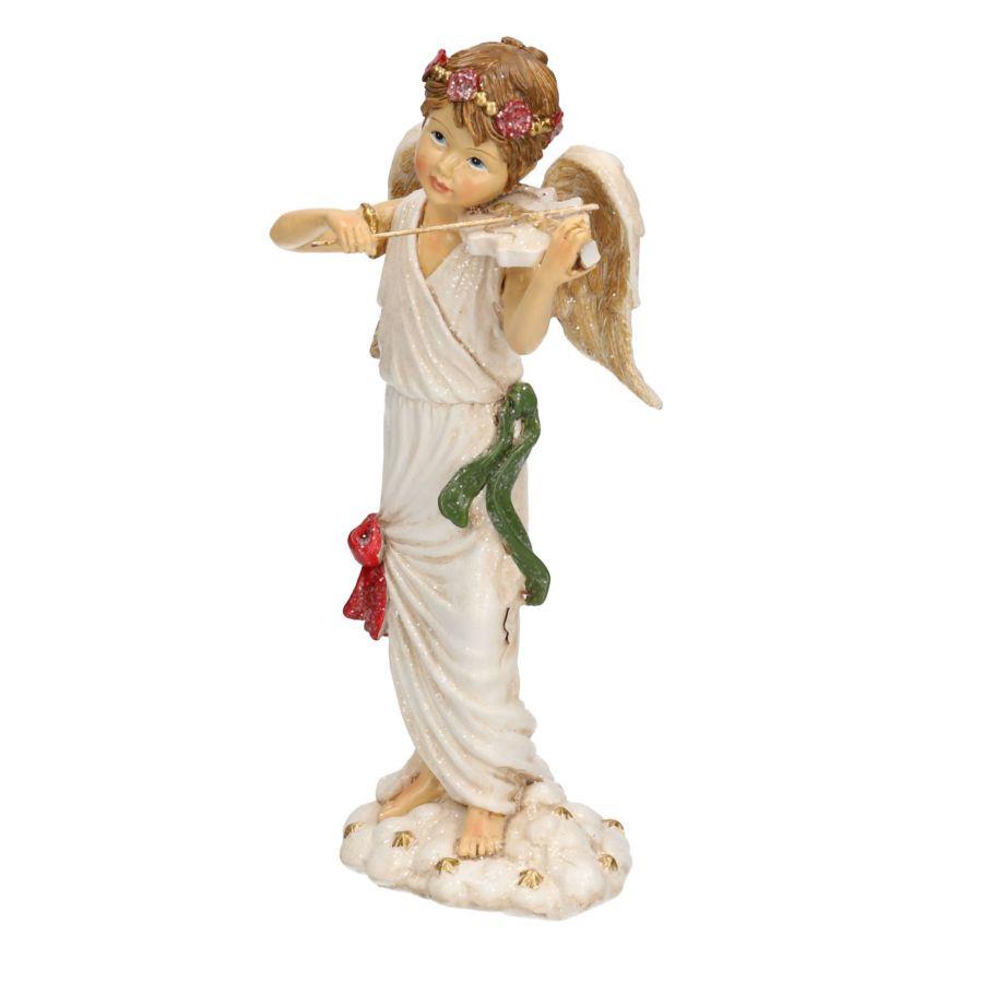 Angelo resina bianco con violino cm11,5x8h22