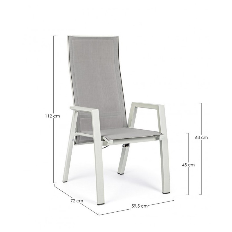 Sedia c-br reclinabile da giardino Steven Lunar 59x72x112h cm