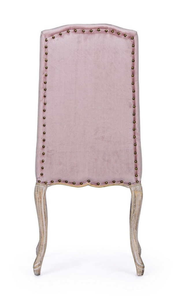 Sedia classica legno velluto rosa Diva cm 51 x 53 x 99