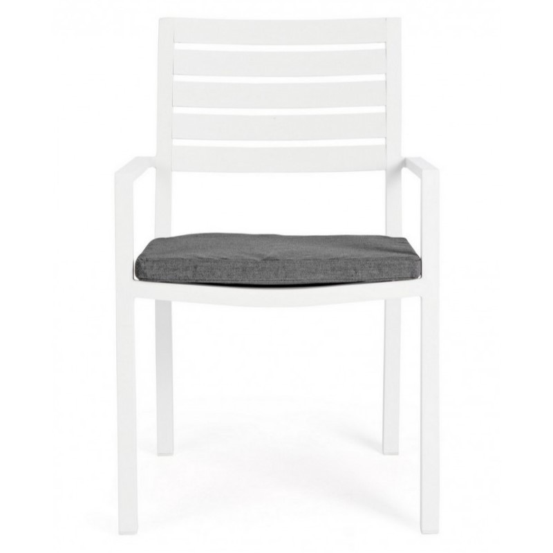 Sedia con braccioli Helina bianco in alluminio