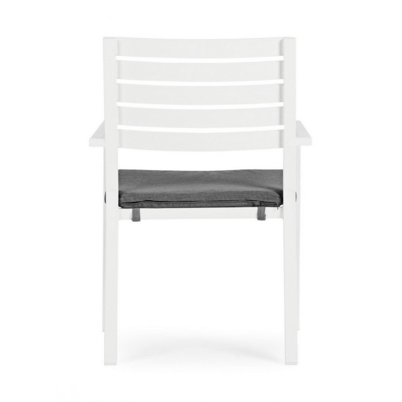 Sedia con braccioli Helina bianco in alluminio