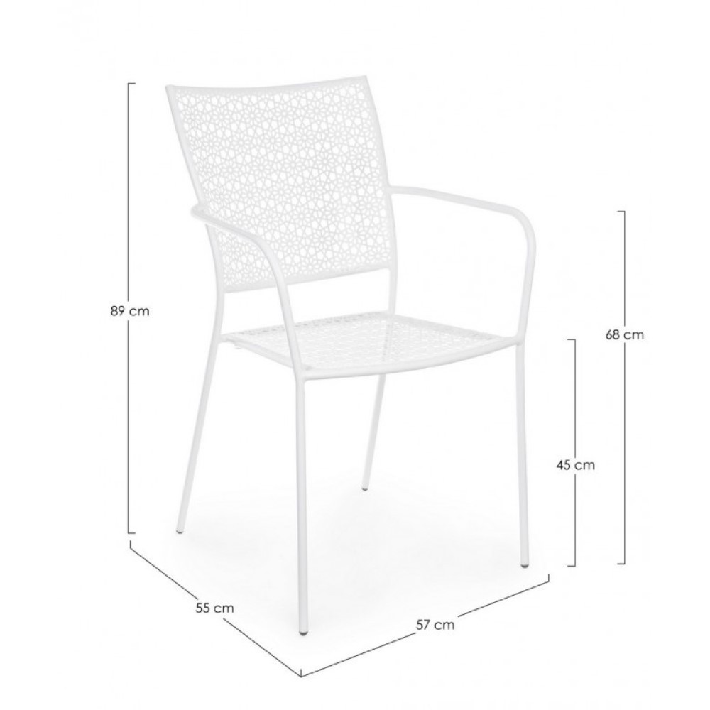 Sedia con braccioli da esterno Jodie bianco
