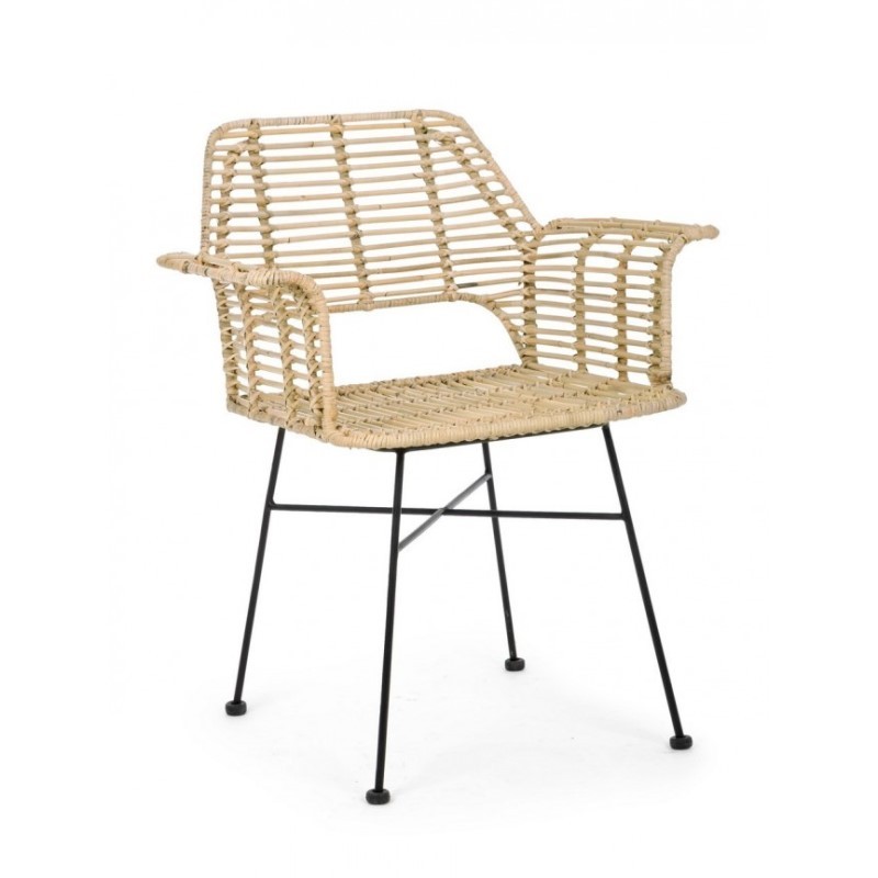 Sedia con braccioli in fibra naturali Tunas