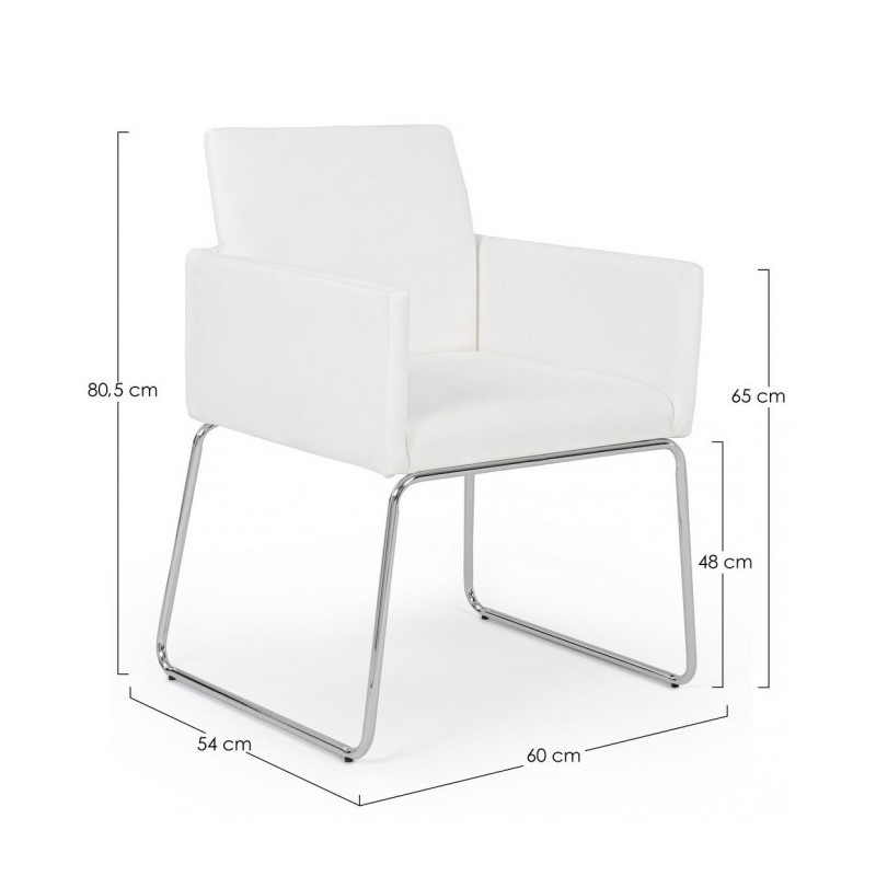 Sedia con braccioli in similpelle Bianco SIXTY 60x54x h80,5 cm