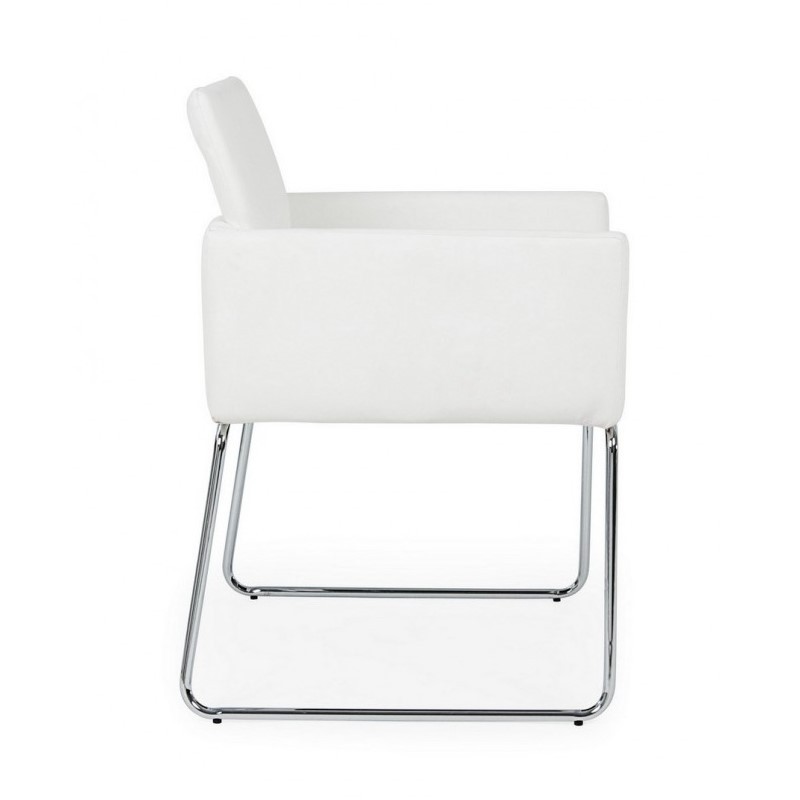 Sedia con braccioli in similpelle Bianco SIXTY 60x54x h80,5 cm