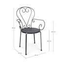 Sedia da giardino con braccioli in acciaio Antracite ETIENNE 49x49x h89 cm