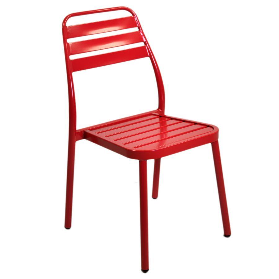Sedia da giardino esterno rossa impilabile  cm49x58h45/88