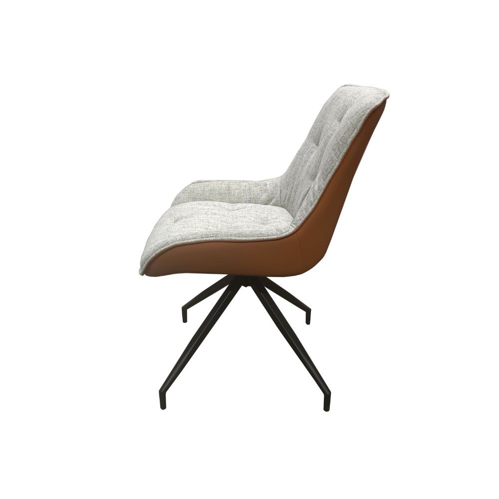 Sedia da pranzo grigio chiaro con schienale in ecopelle aragosta e gambe nere