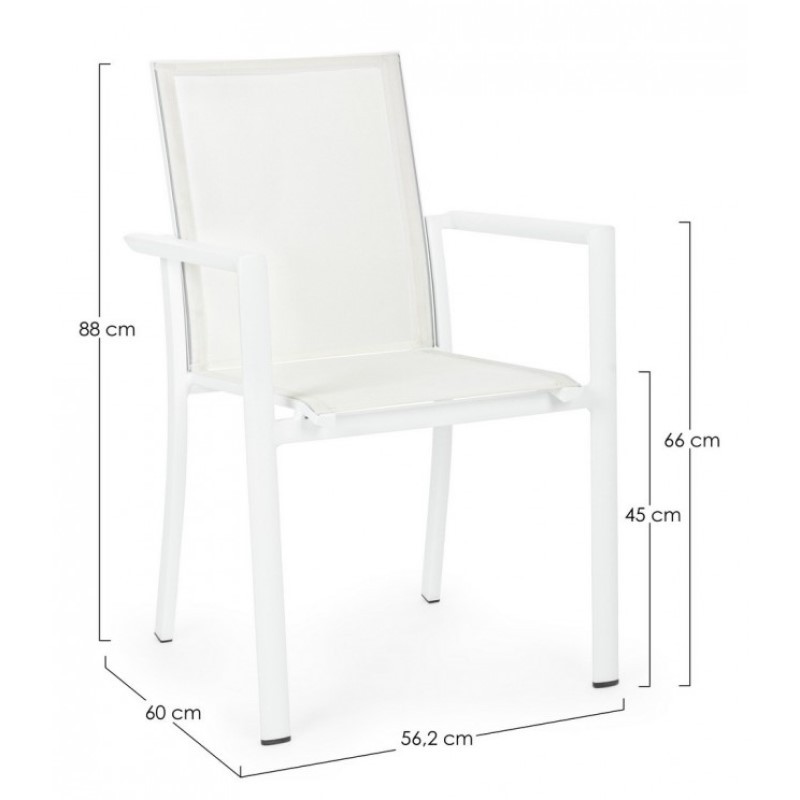 Sedia in alluminio con braccioli Konnor bianco