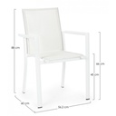 Sedia in alluminio con braccioli Konnor bianco