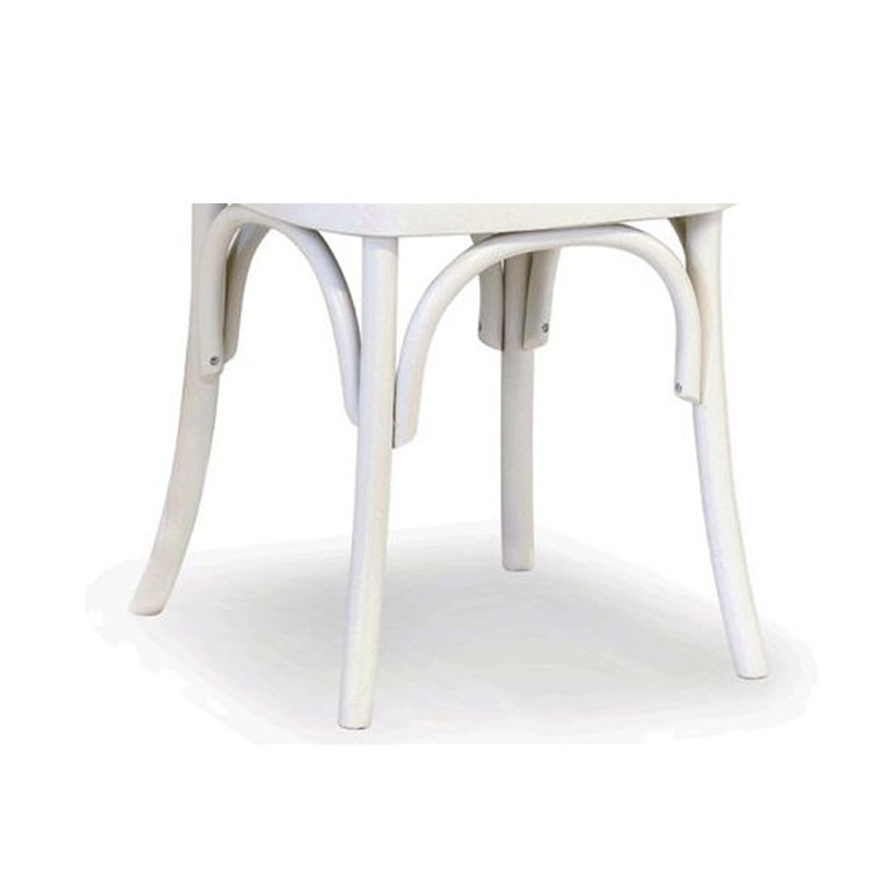 Sedia in legno faggio curvato bianco anticato seduta ecopelle 51x51xh.89 cm.