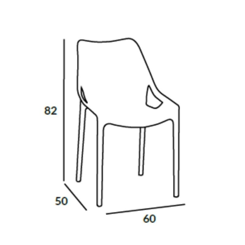 Sedia in polipropilene Tortora BILROS 60x50x h82 cm