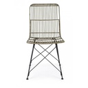 Sedia in stile contemporaneo in acciaio e kubu Grigio LUCILA 45x55x h85 cm