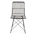 Sedia in stile contemporaneo in acciaio e kubu Nero LUCILA 45x55x h85 cm