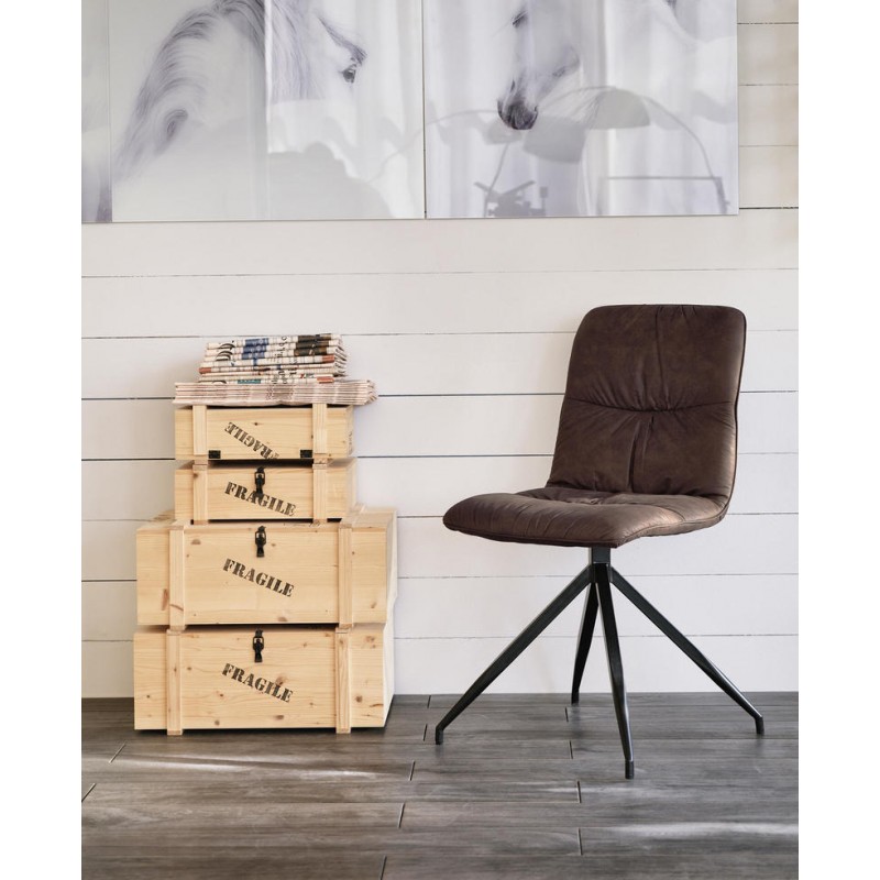 Sedia in tessuto microfibra effetto velluto marrone  43x38xh. 86.5 cm