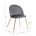 Sedia in velluto grigio con gambe oro