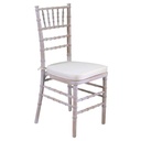 Sedia legno chiavari sbiancato con cuscino avorio cm 40x40h43/92