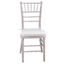 Sedia legno chiavari sbiancato con cuscino avorio cm 40x40h43/92