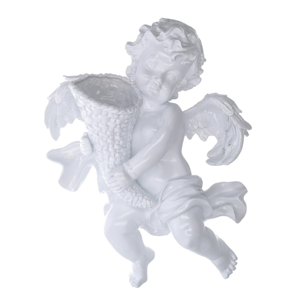 White resin angel wall vase holder cm40x32x15