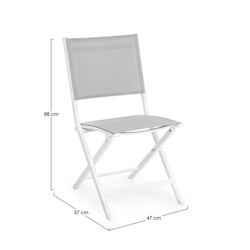 Sedia per esterno in alluminio Bianco Grigio ELIN 47x57x h88 cm