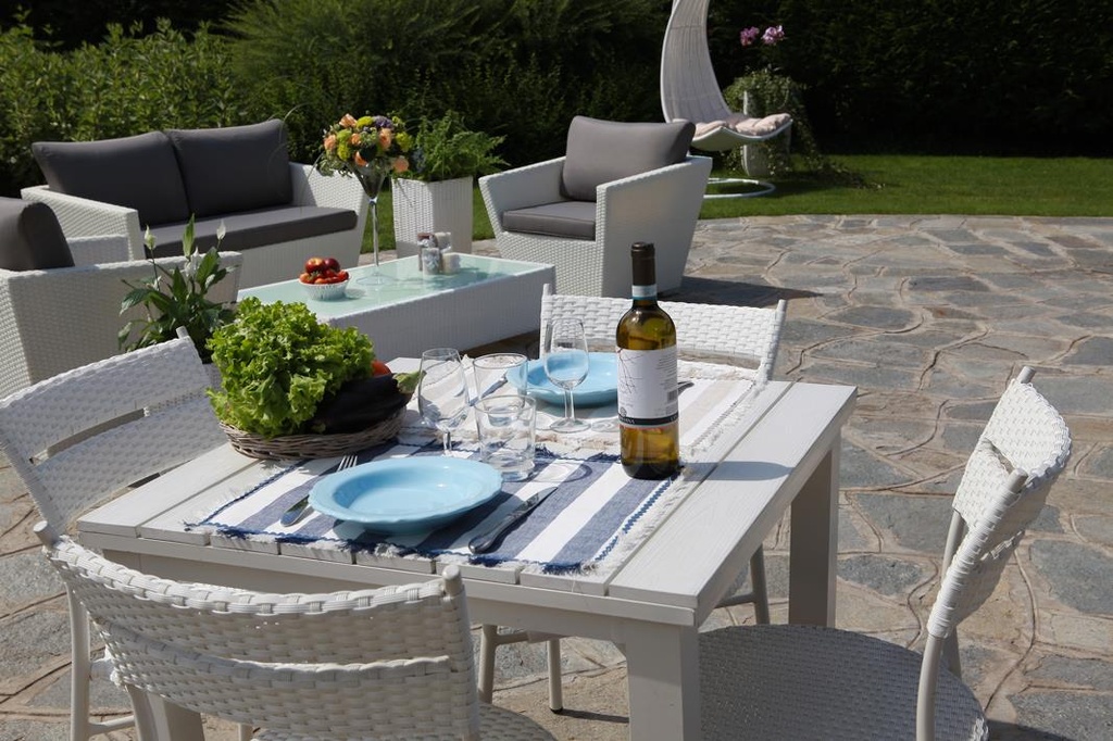 Sedia polyrattan giardino bianca cm 45 x 56 x h86