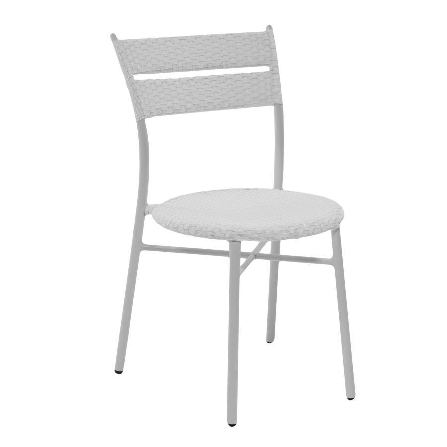 Sedia polyrattan giardino bianca cm 45 x 56 x h86