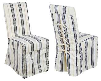 Sedia tessuto a righe grigio-blu