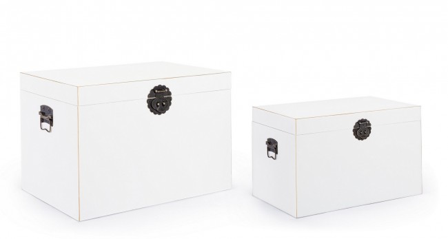 Set 2 Baule Pechino bianco in legno