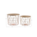 Set 2 Tavolini con Contenitore e Intreccio in Rame