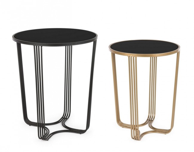 Set 2 Tavolino oro-nero in metallo stile design