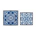 Set 2 tavolini NEAPOLIS in acciaio con piano in mdf decorato con stampa 55h 47h cm