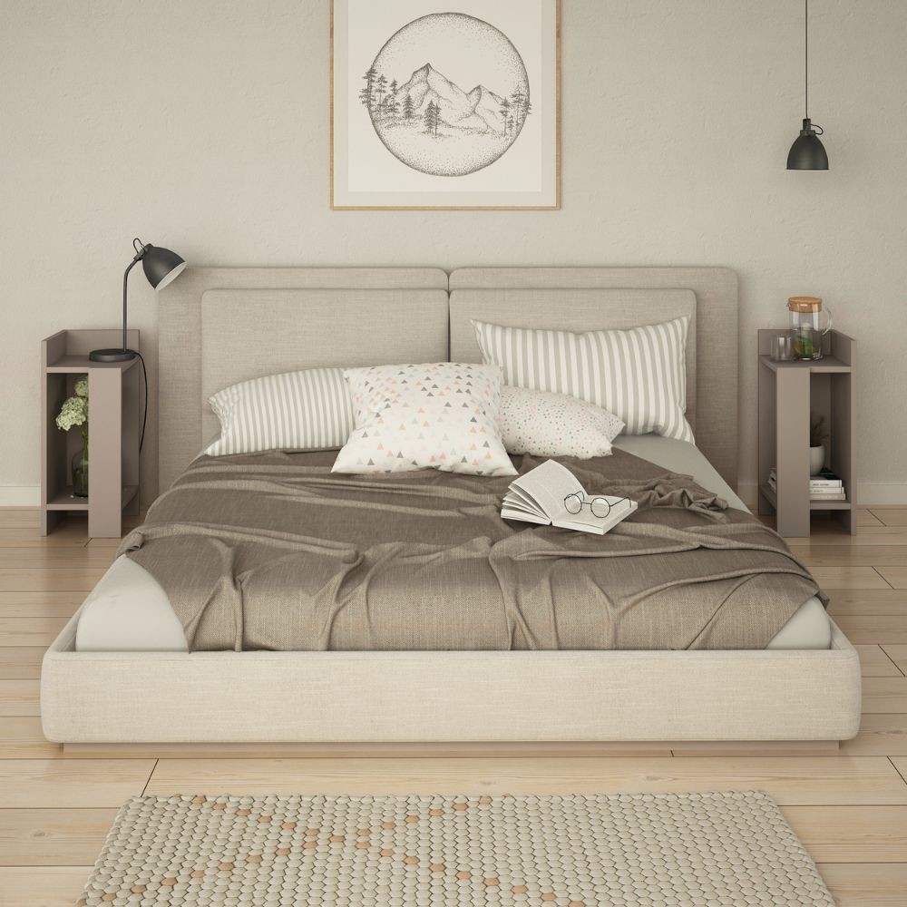 Set 2 tavolini comodini Elos colore light mocha 25x25x60 cm