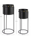 Set 2 vasi per pianta acciaio nero Zeina