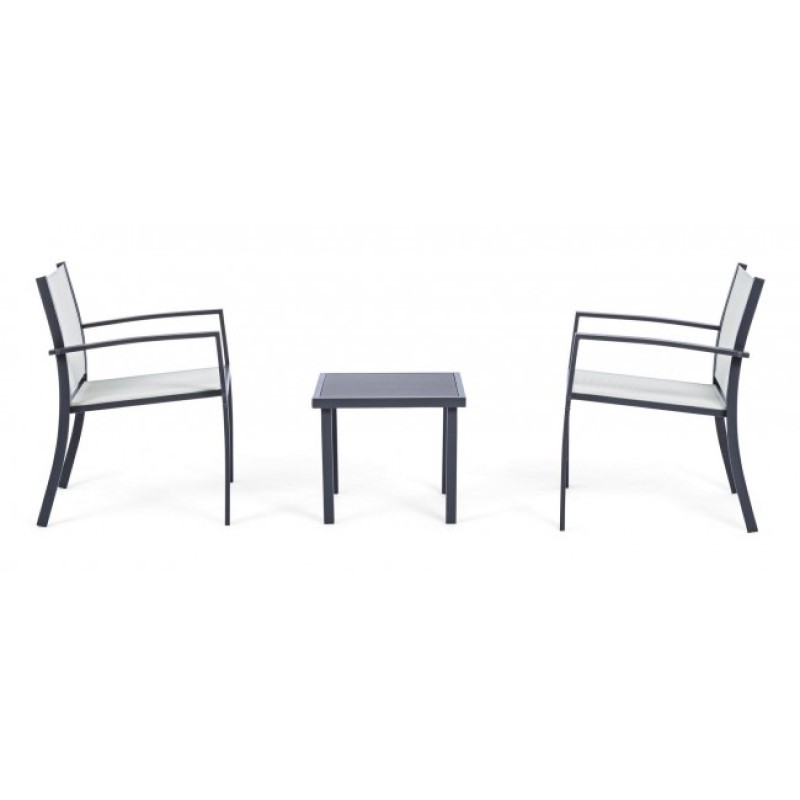 Set 3 pezzi da giardino salotto in metallo Auri antracite
