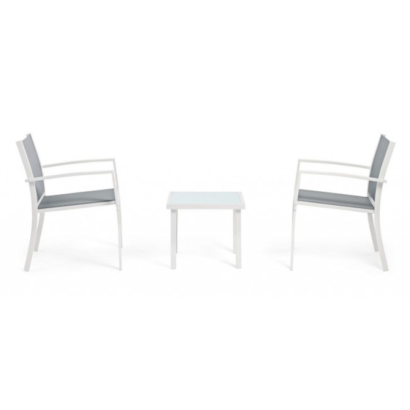 Set 3 pezzi da giardino salotto in metallo Auri bianco