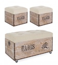 Set 3 pouf in MDF Beige TAVEL PARIS