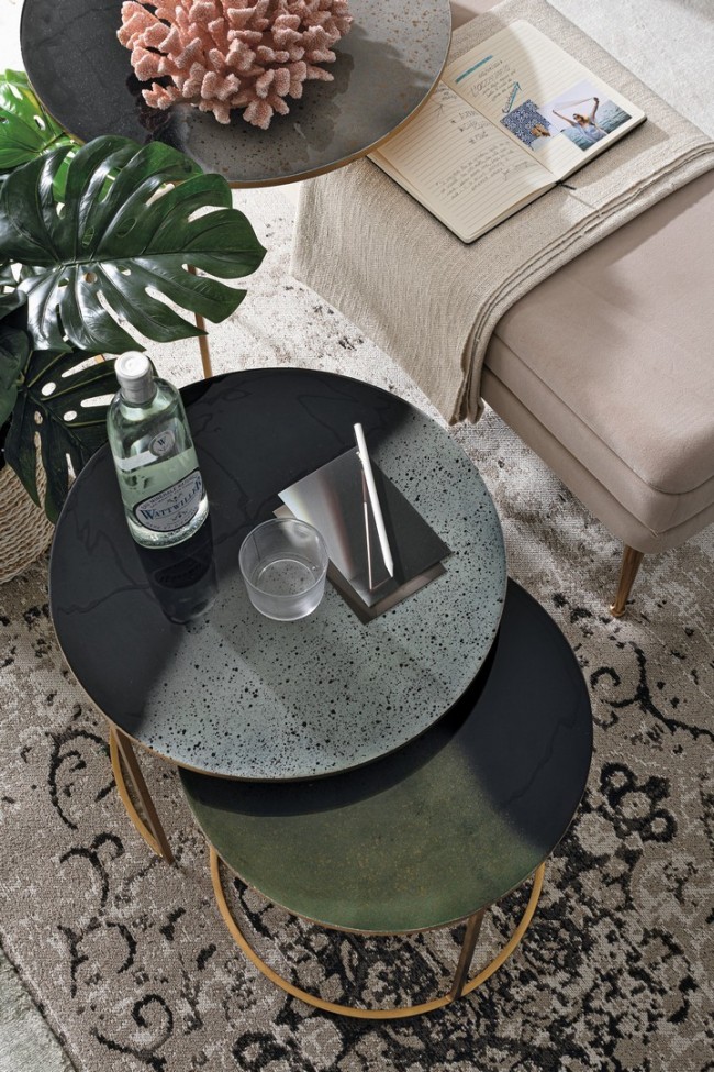 Set 3 tavolino in metallo stile atmosphere