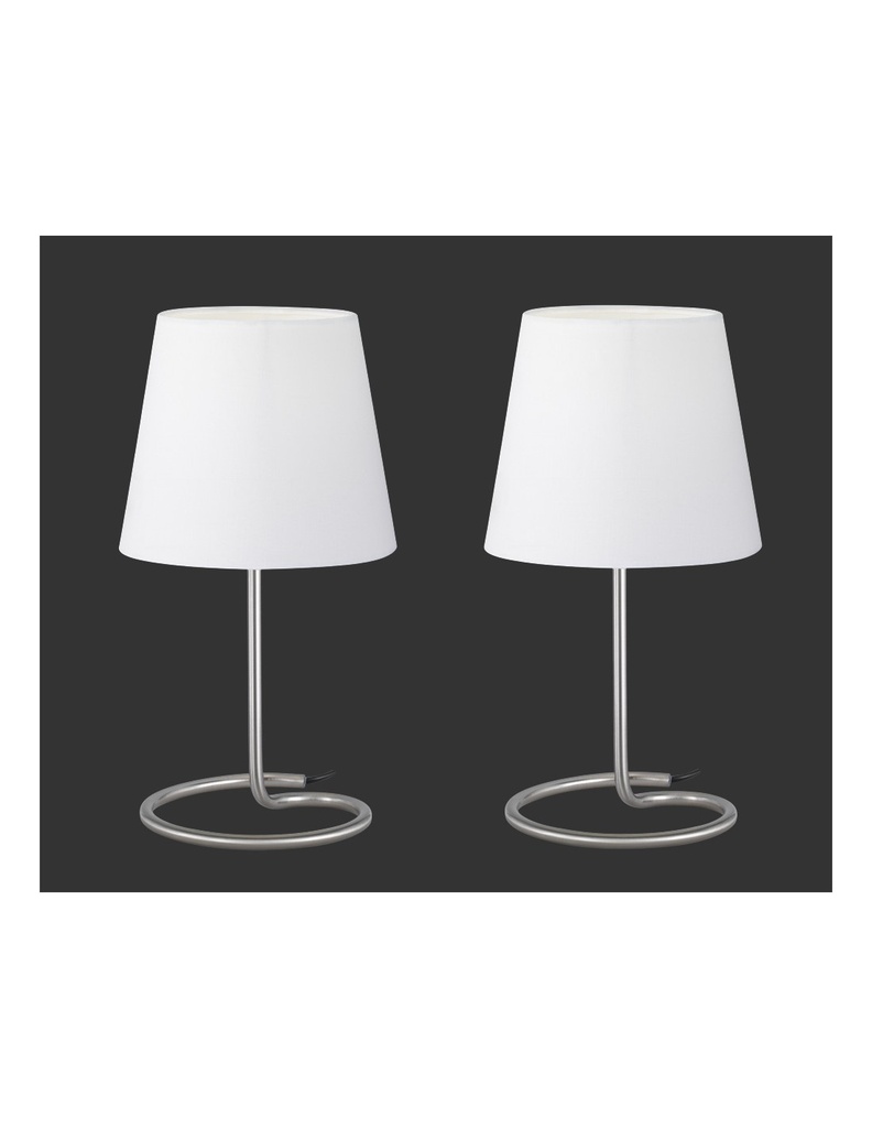 Set Due Lumetti Moderni Nichel Paralume Bianco Twin Trio Lighting