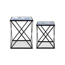 Set Tavolini in acciaio Nero con fantasia marina REEF K04 2 pezzi